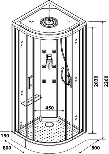 Cabine de douche hydromassante Merida 80x80x226 cm